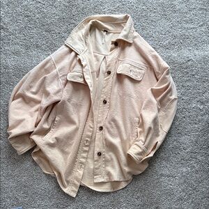 Rose Beige Button-Up Shirt Jacket